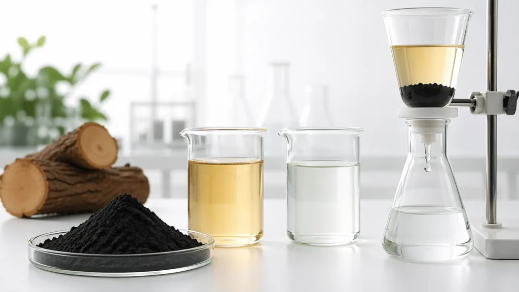 Wood-Based Activated Carbon for Gelatin Decolorization and Purification